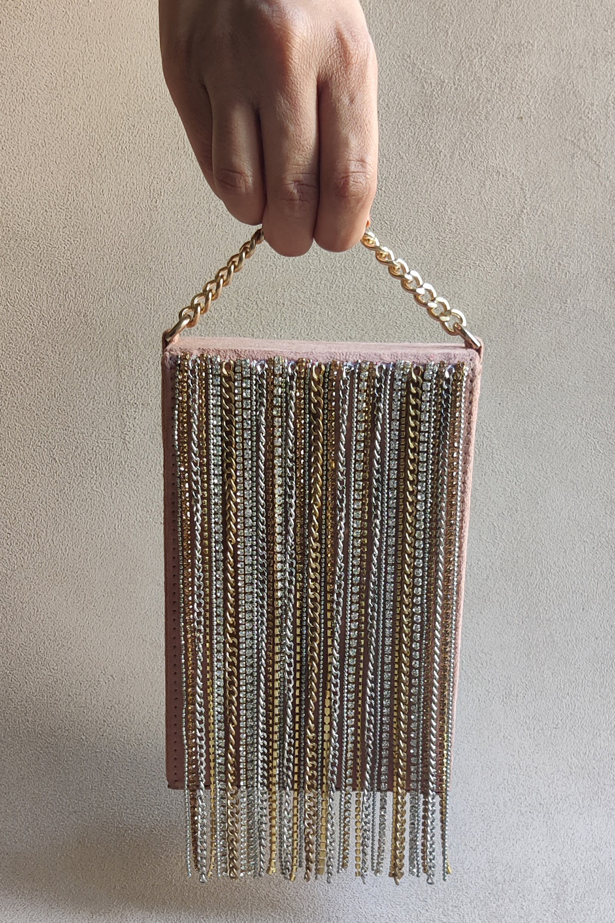 Pink Hand Embellished Handbag by PLODE