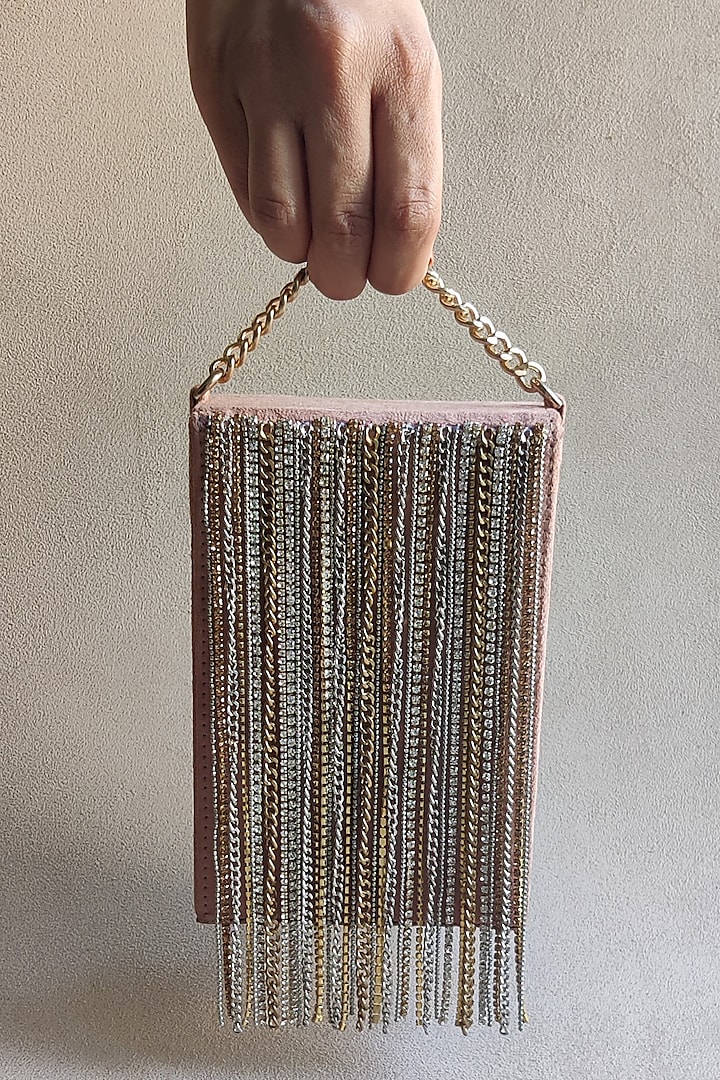 Pink Hand Embellished Handbag by PLODE