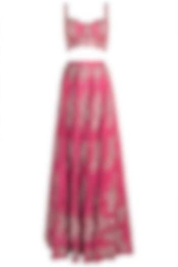 Pink Embroidered Bridal Bridal Lehenga Set by Pleats by Kaksha & Dimple at Pernia's Pop Up Shop