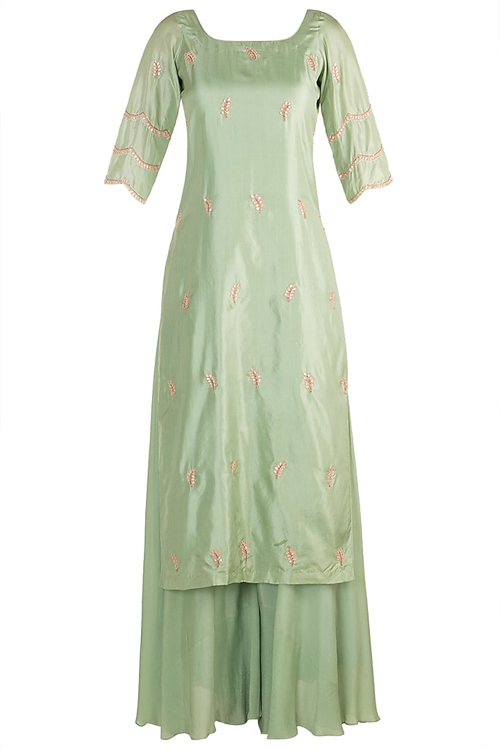 Mint Green Embellished Tunic Set by Pleats by Kaksha & Dimple at Pernia's Pop Up Shop