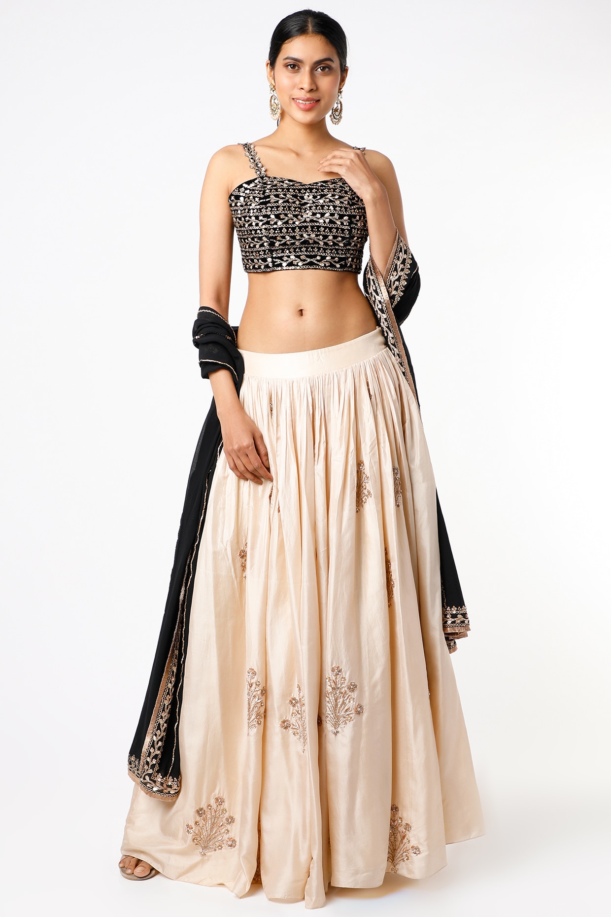 Ivory Embroidered Skirt Set Design by Pleats by Kaksha & Dimple at Pernia's  Pop Up Shop 2024