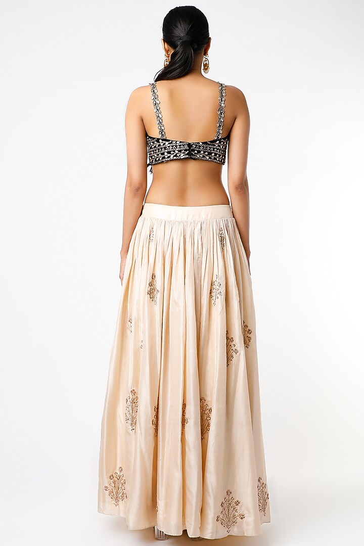 Ivory Embroidered Skirt Set by Pleats by Kaksha & Dimple at Pernia's Pop Up Shop