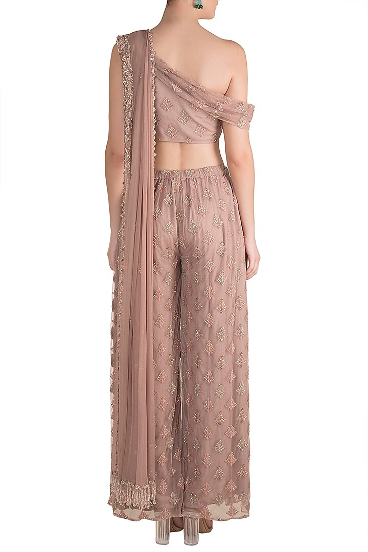Pink Net Embroidered Pant Set by Pleats by Kaksha - Kids at Pernia's Pop Up Shop