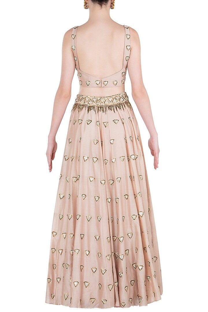 Pink Chanderi Embroidered Lehenga Set For Girls by Pleats by Kaksha - Kids at Pernia's Pop Up Shop