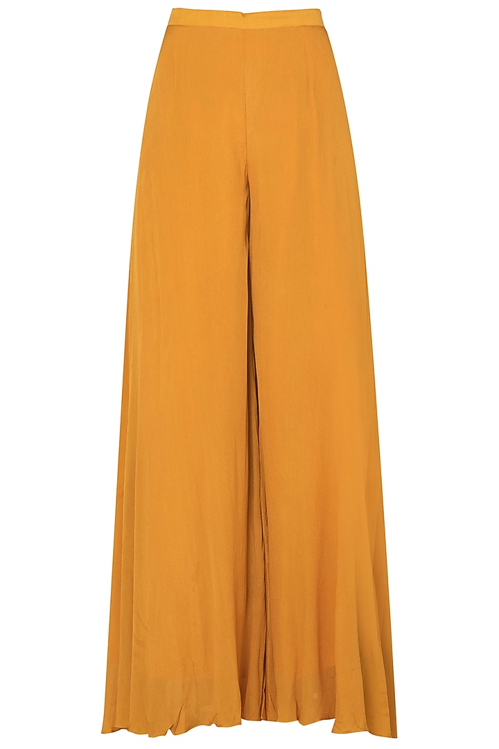 Yellow Crepe Tunic Set For Girls by Pleats by Kaksha - Kids at Pernia's Pop Up Shop