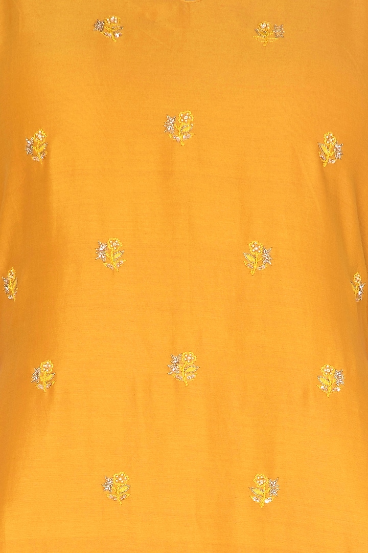 Yellow Crepe Tunic Set For Girls by Pleats by Kaksha - Kids at Pernia's Pop Up Shop