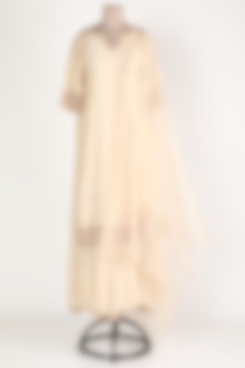 White Embroidered Tunic Set For Girls by Pleats by Kaksha - Kids at Pernia's Pop Up Shop