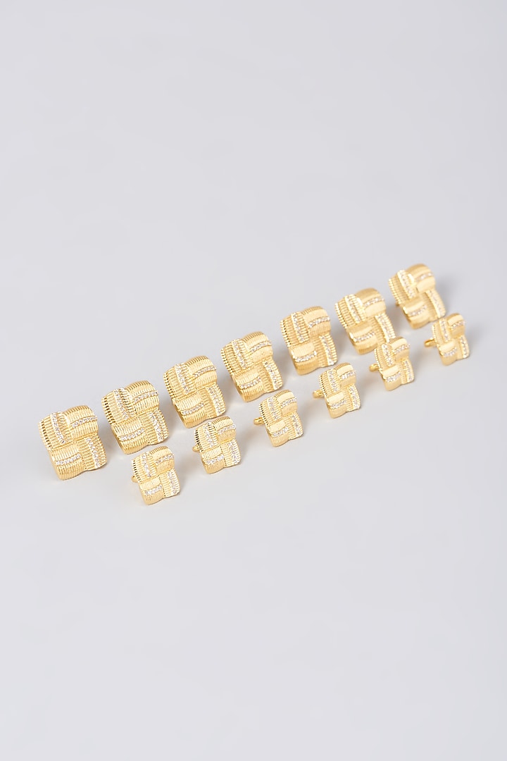 Gold Finish Textured Sherwani Buttons In Sterling Silver (Set of 13) by Plume Men at Pernia's Pop Up Shop