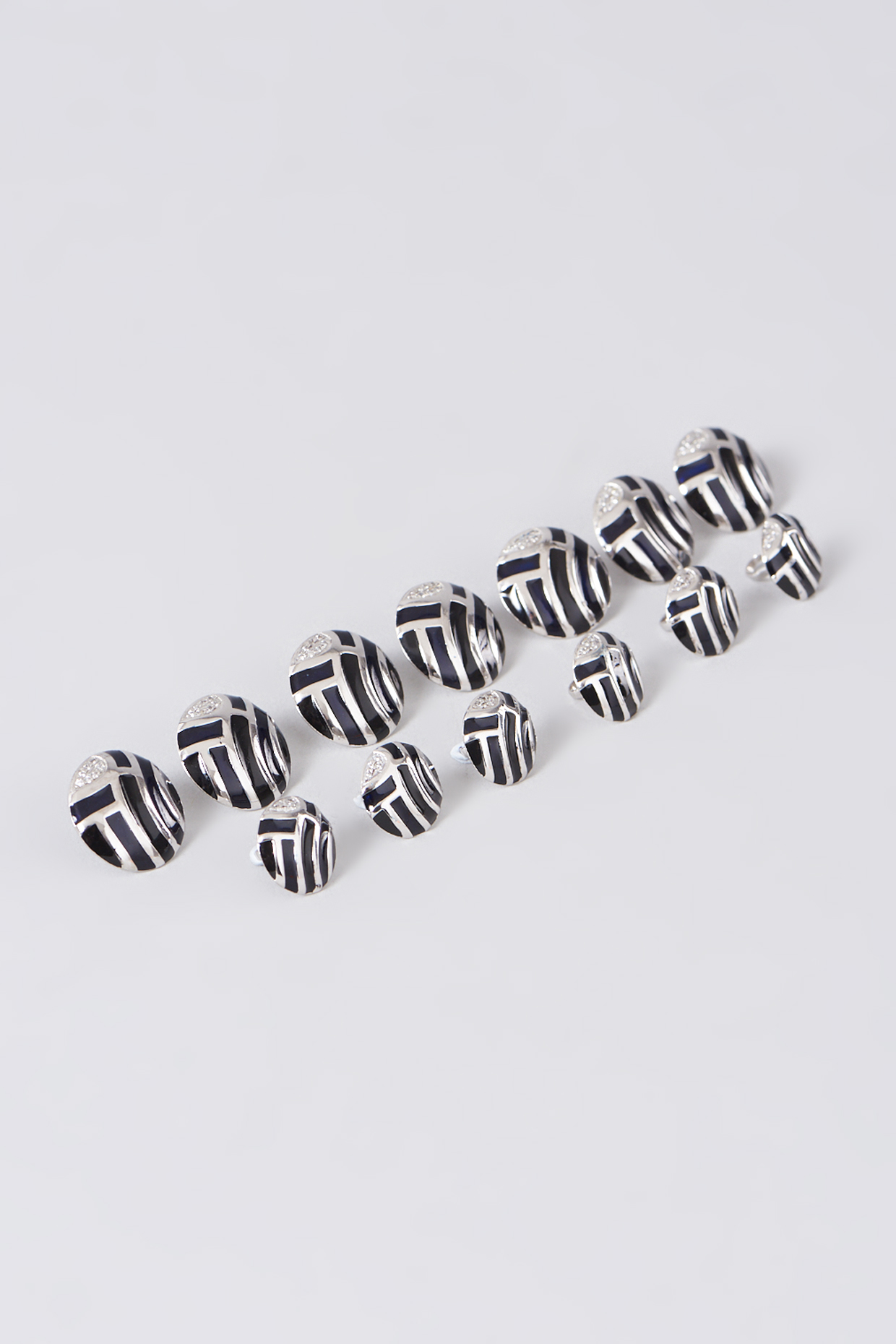 White Finish Sherwani Buttons In Sterling Silver (Set of 13) by Plume Men at Pernia's Pop Up Shop