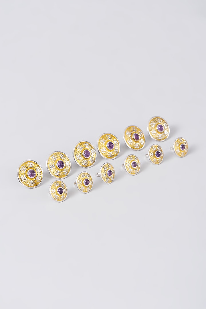 Two Tone Finish Sherwani Buttons In Sterling Silver (Set of 12) by Plume Men at Pernia's Pop Up Shop