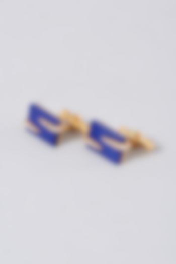 Lapis Gemstone Cufflinks In Sterling Silver (Set of 2) by Plume Men at Pernia's Pop Up Shop