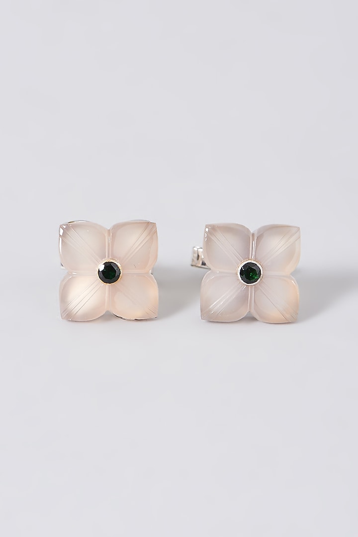Peach Enameled Cufflinks In Sterling Silver (Set of 2) by Plume Men at Pernia's Pop Up Shop