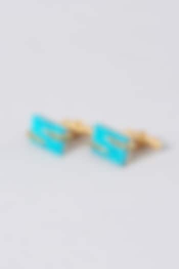 Turquoise Gemstone Cufflinks In Sterling Silver (Set of 2) by Plume Men at Pernia's Pop Up Shop