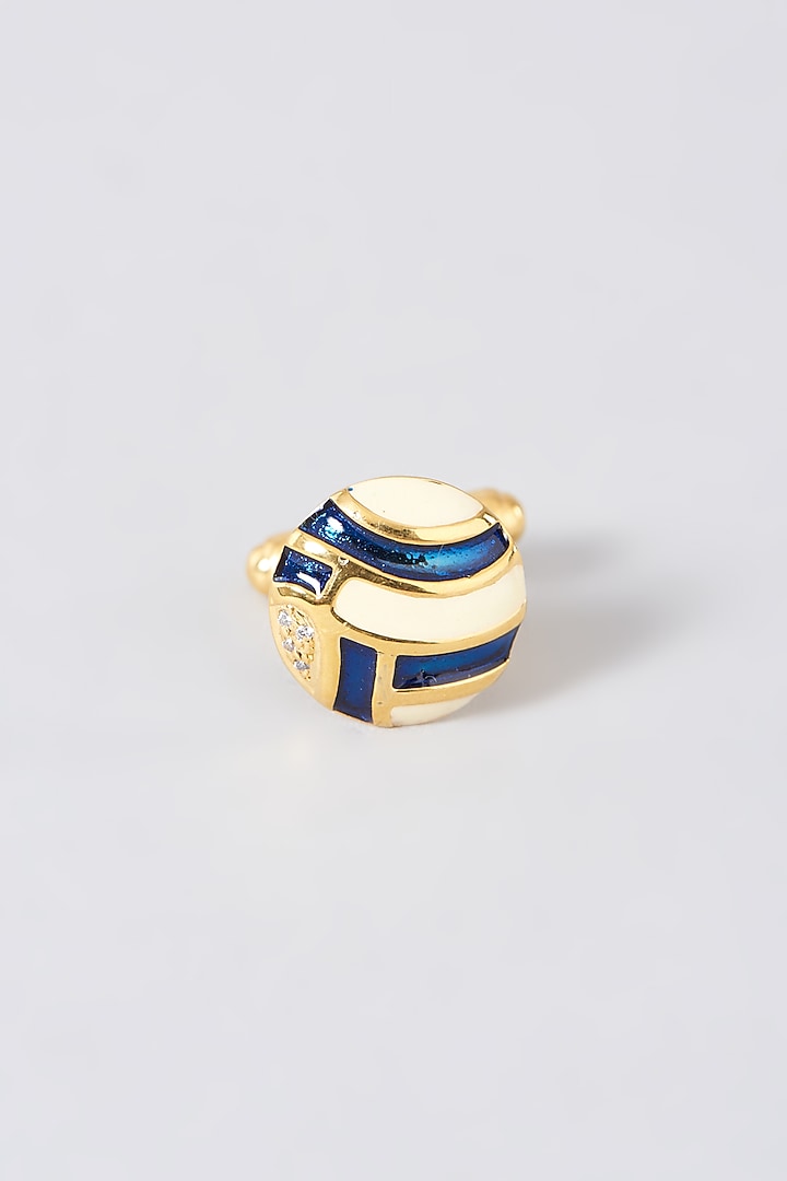 Navy & Ivory Enameled Cufflinks In Sterling Silver (Set of 2) by Plume Men at Pernia's Pop Up Shop