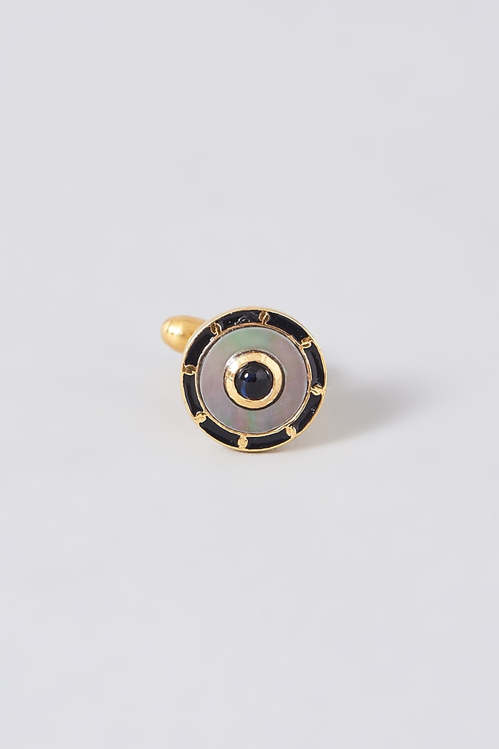 Gold Enameled Cufflinks In Sterling Silver (Set of 2) by Plume Men at Pernia's Pop Up Shop