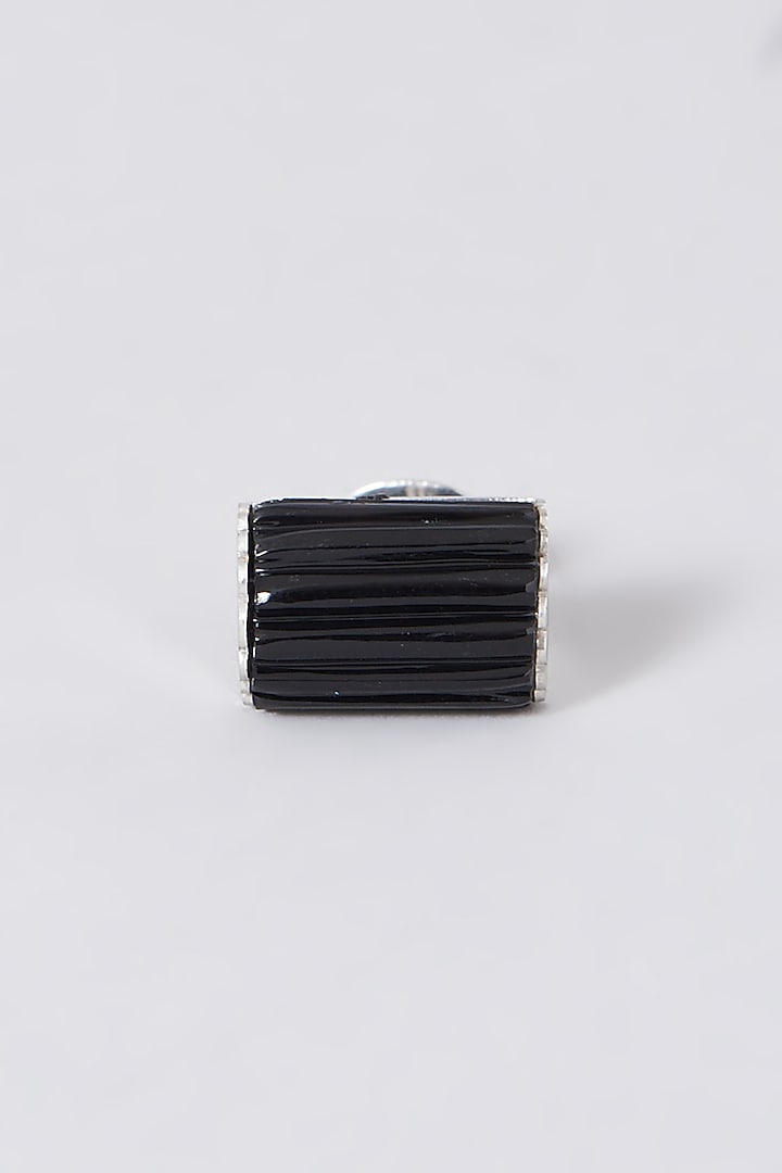 Black Onyx Cufflinks In Sterling Silver (Set of 2) by Plume Men at Pernia's Pop Up Shop