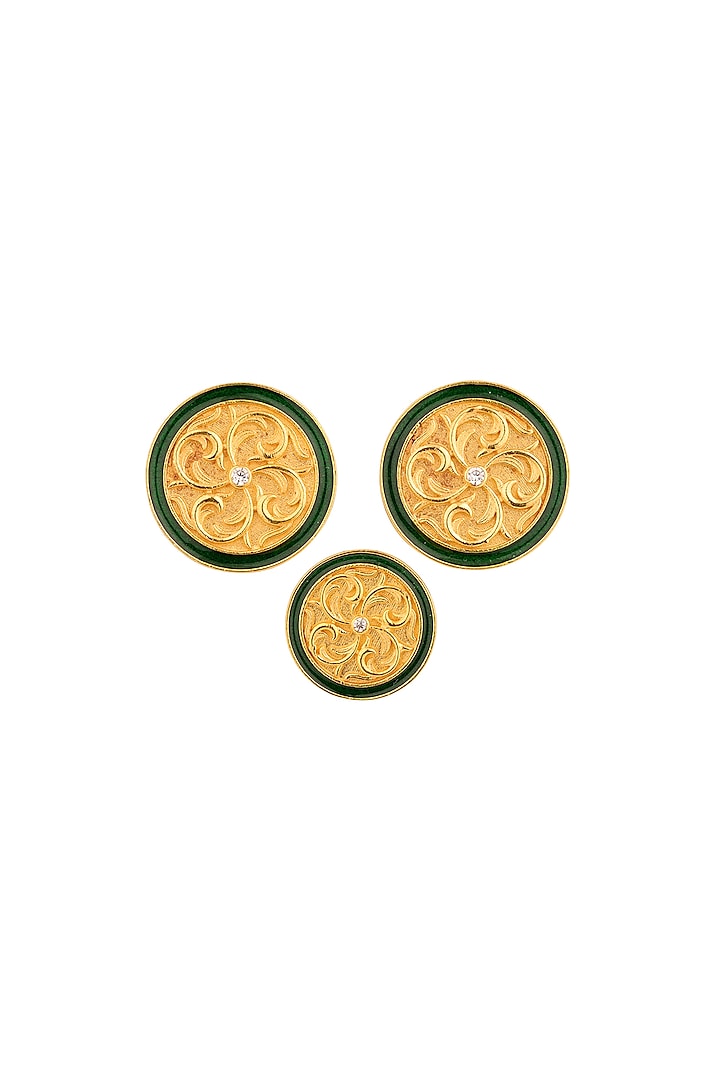 Yellow Gold Plated Sherwani Buttons In Sterling Silver (Set of 13) by Plume Men