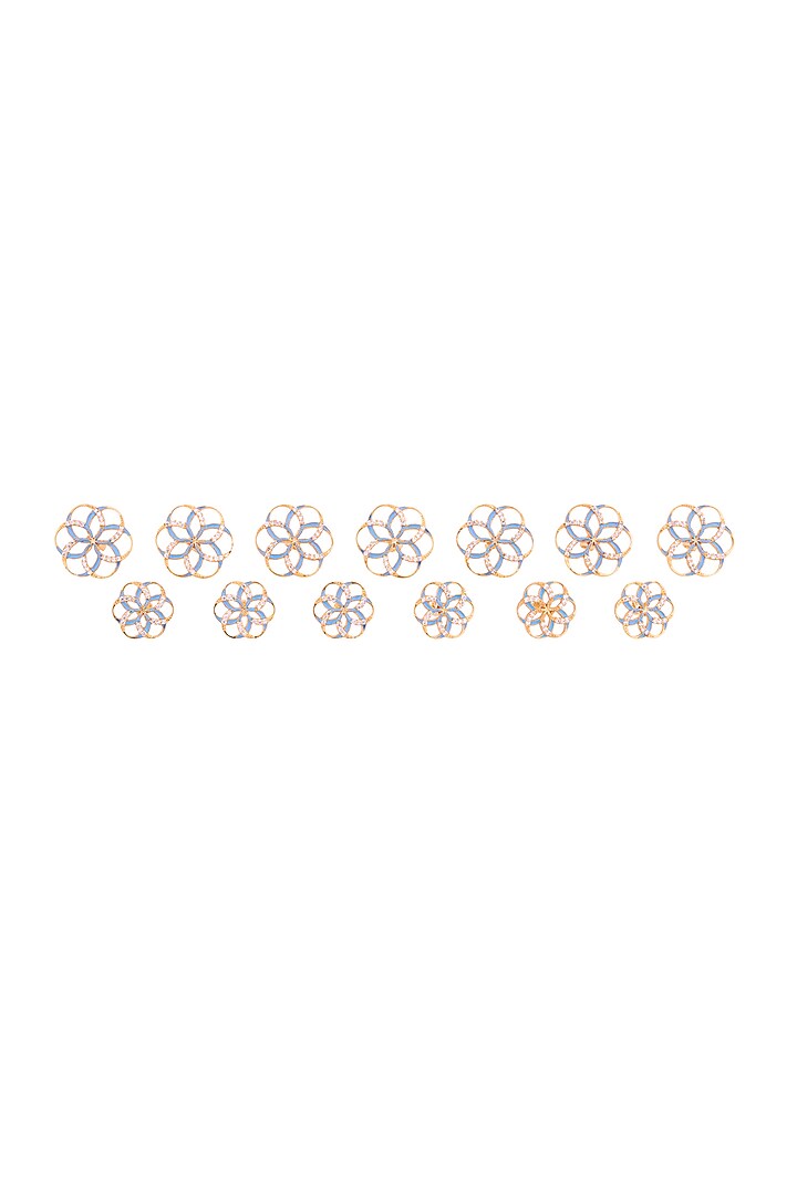 Yellow Enameled Sherwani Buttons With Jaali Pattern In Sterling Silver (Set of 13) by Plume Men at Pernia's Pop Up Shop