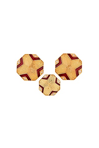 Yellow Sherwani Buttons In Sterling Silver (Set of 13) by Plume Men