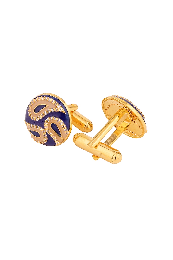 Yellow Enameled Cufflinks In Sterling Silver by Plume Men at Pernia's Pop Up Shop