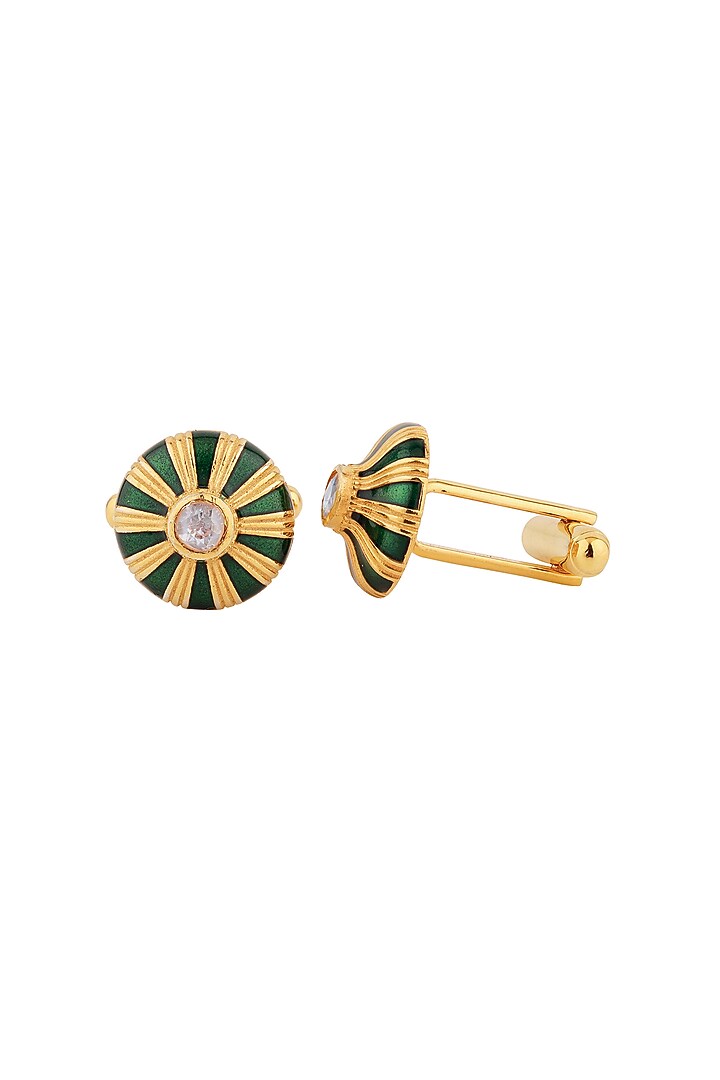 Gold Plated Enameled Cufflinks In Sterling Silver by Plume Men at Pernia's Pop Up Shop