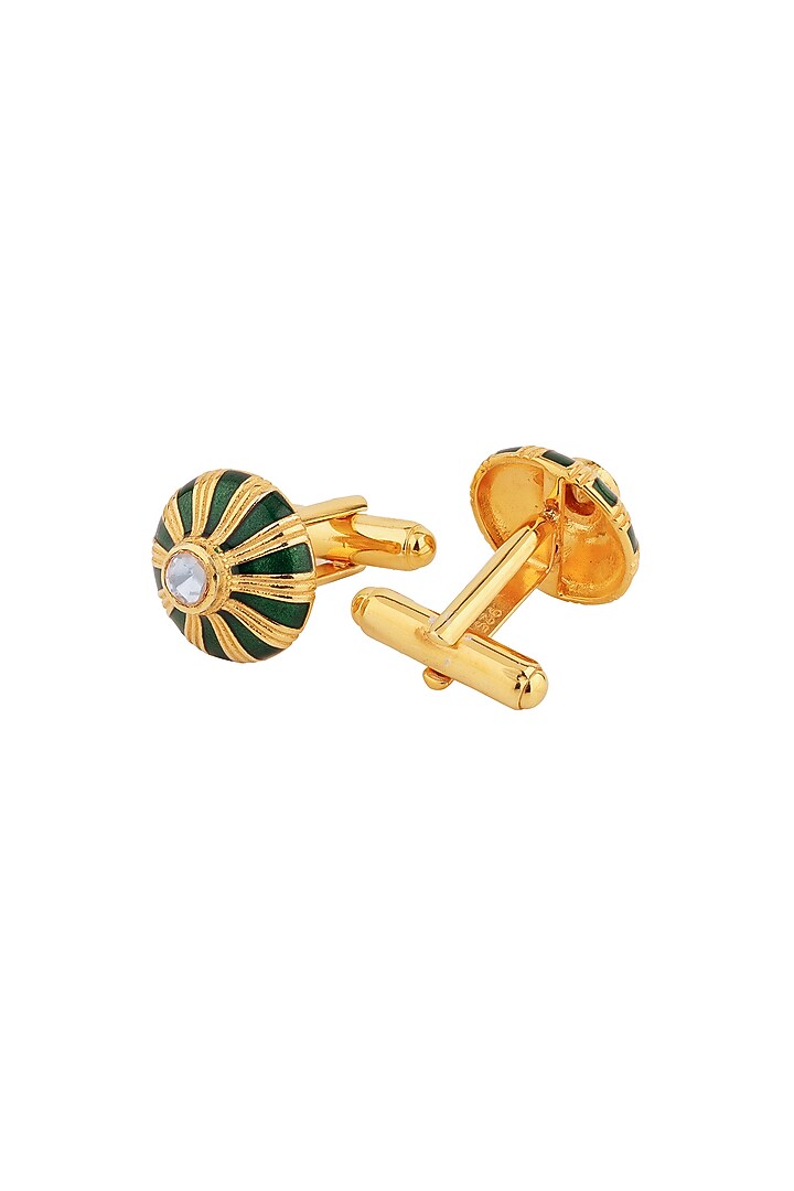Gold Plated Enameled Cufflinks In Sterling Silver by Plume Men at Pernia's Pop Up Shop