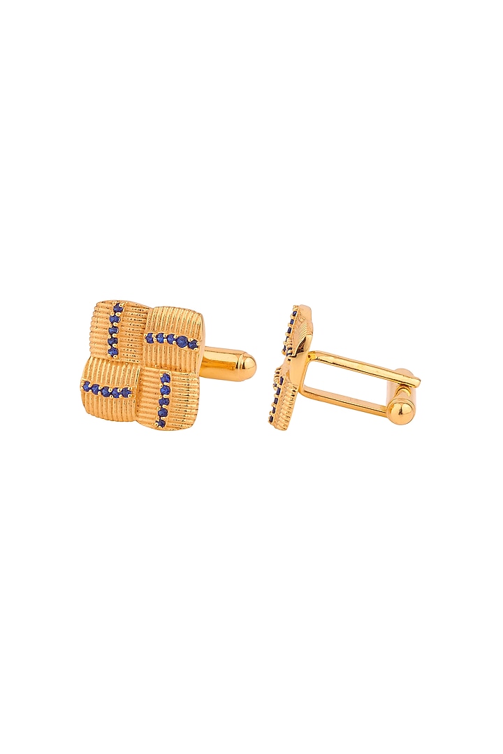 Yellow Textured Cufflinks In Sterling Silver by Plume Men at Pernia's Pop Up Shop