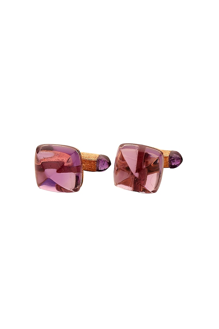 Rose Gold Plated Amethyst Cufflinks by Plume Men