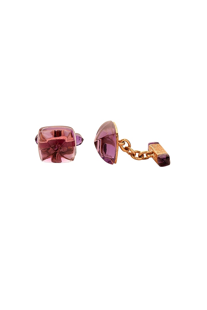 Rose Gold Plated Amethyst Cufflinks by Plume Men at Pernia's Pop Up Shop