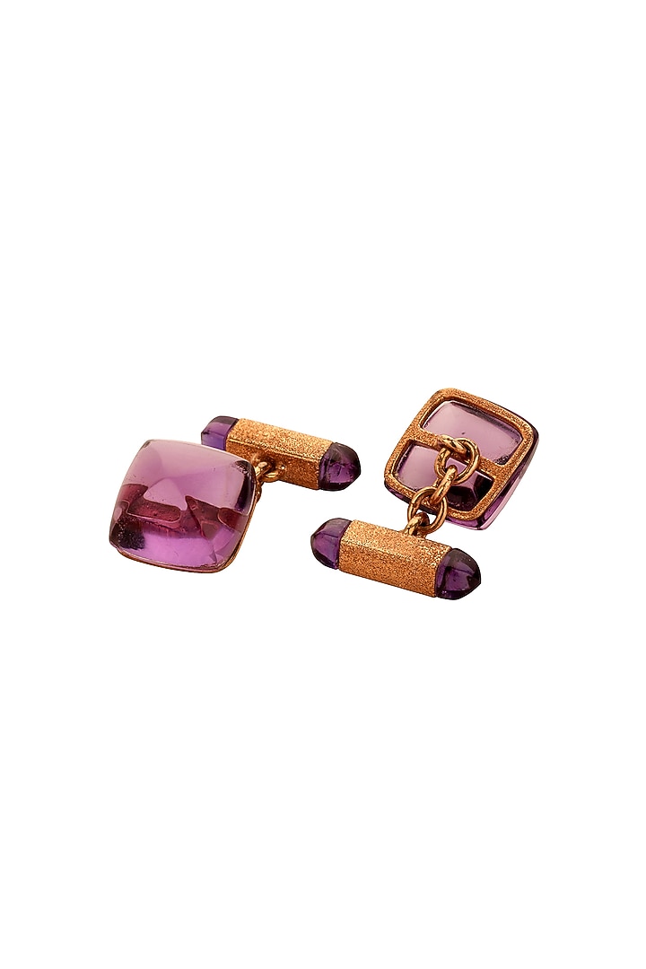 Rose Gold Plated Amethyst Cufflinks by Plume Men at Pernia's Pop Up Shop