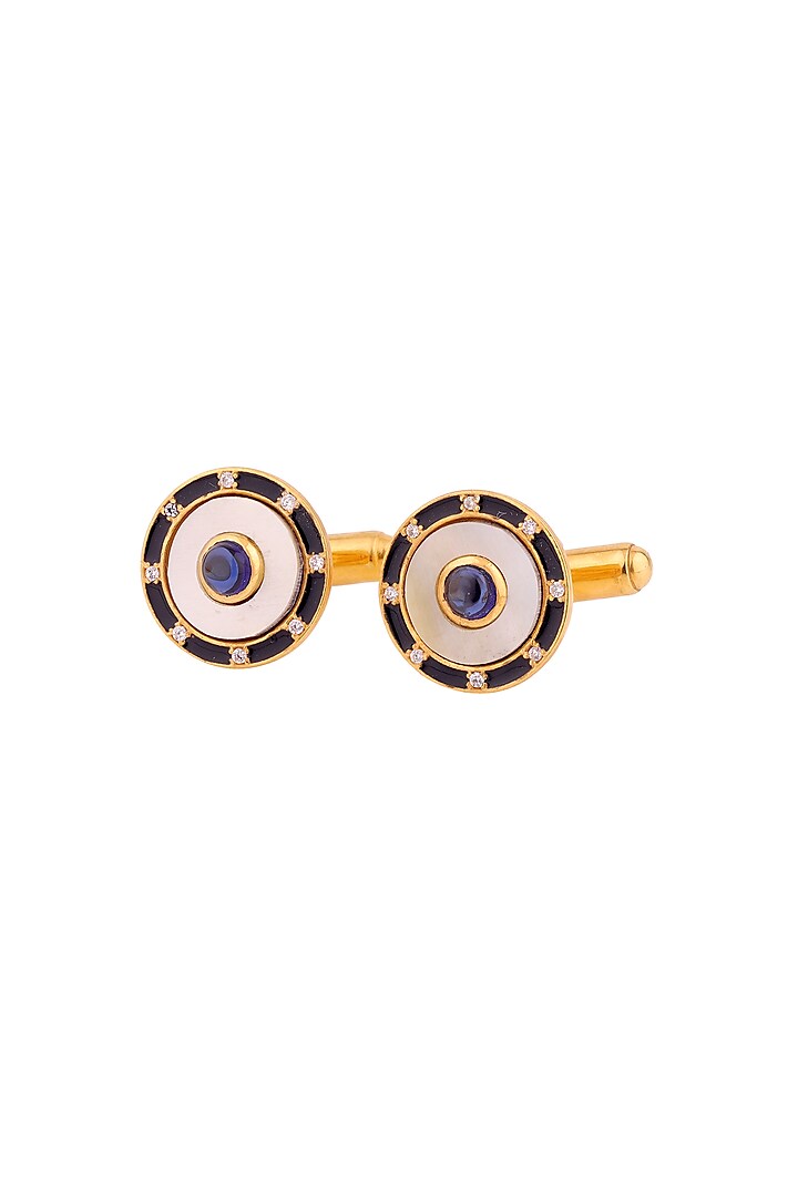 Grey Gold Plated Cufflinks In Sterling Silver by Plume Men