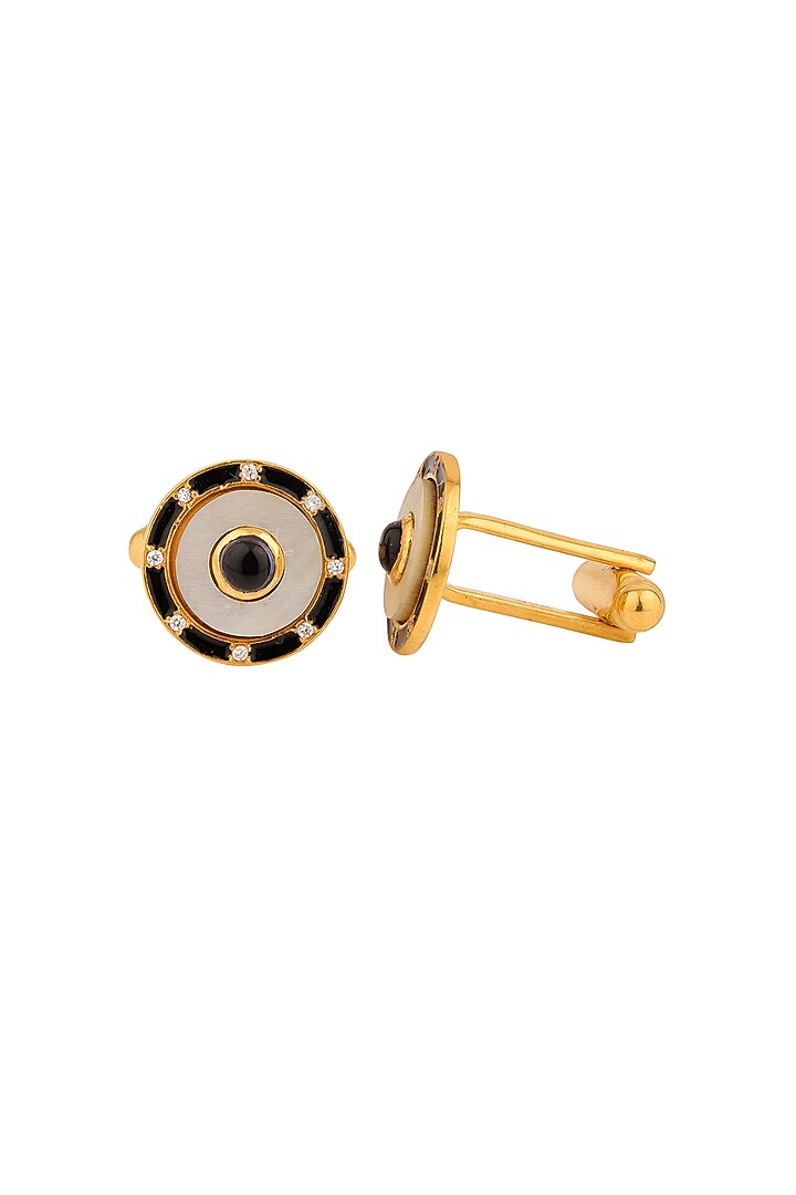 Grey Gold Plated Cufflinks In Sterling Silver by Plume Men at Pernia's Pop Up Shop