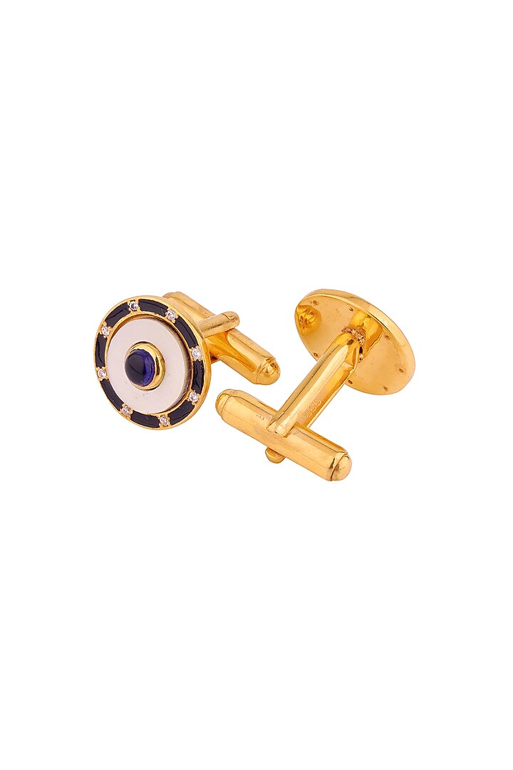 Grey Gold Plated Cufflinks In Sterling Silver by Plume Men at Pernia's Pop Up Shop