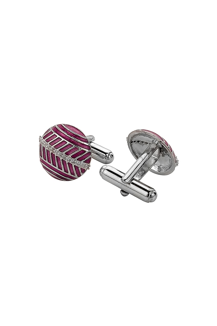Purple White Plated Cufflinks In Sterling Silver by Plume Men at Pernia's Pop Up Shop
