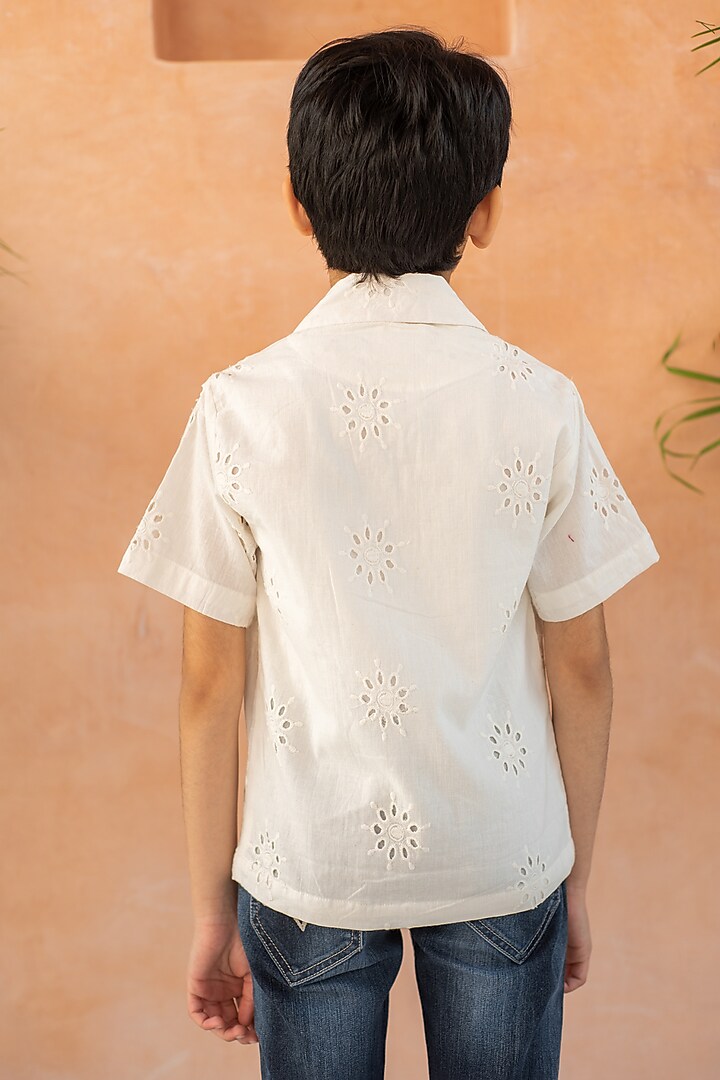 White Cotton Shirt For Boys by PLUMCHEEKS at Pernia's Pop Up Shop