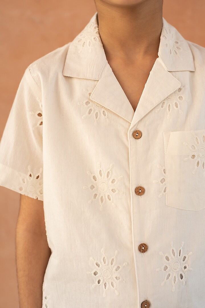 White Cotton Shirt For Boys by PLUMCHEEKS at Pernia's Pop Up Shop