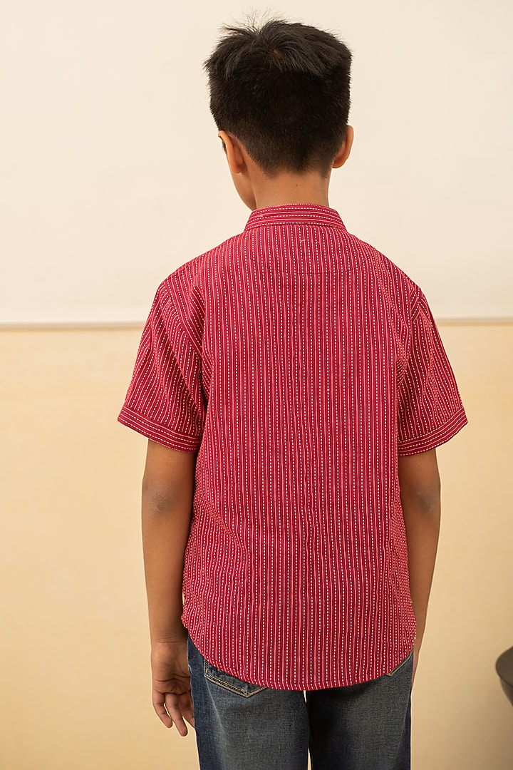 Maroon Cotton Shirt For Boys by PLUMCHEEKS at Pernia's Pop Up Shop