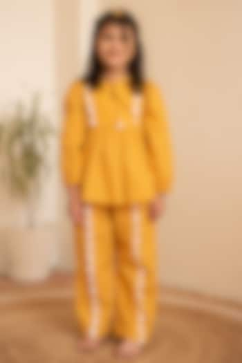 Yellow Cotton Co-Ord Set For Girls by PLUMCHEEKS at Pernia's Pop Up Shop