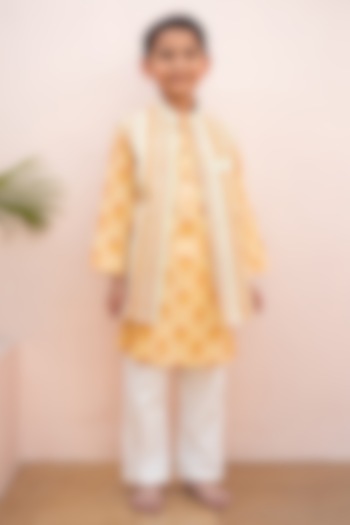 Multi-Colored Cotton Hand Block Printed Jacket set For Boys by PLUMCHEEKS at Pernia's Pop Up Shop