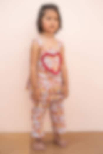 Multi-Colored Cotton Hand Block Printed Jumpsuit For Girls by PLUMCHEEKS at Pernia's Pop Up Shop