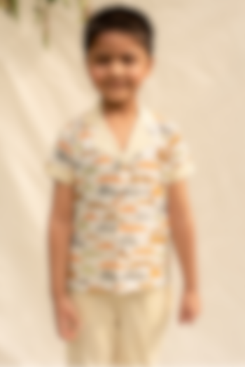 Yellow Printed Pant For Boys by PLUMCHEEKS