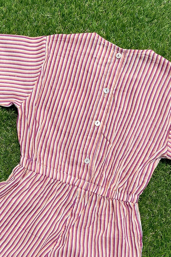 Peach Cotton Jumpsuit For Girls by PLUMCHEEKS at Pernia's Pop Up Shop