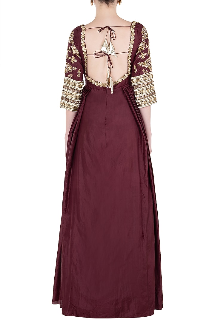 Grape embroidered anakali gown set available only at Pernia's Pop Up Shop.