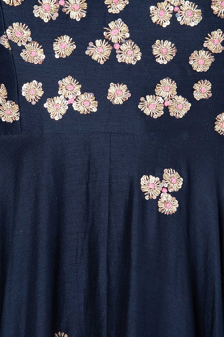 Blue high low embroidered anarkali gown set available only at Pernia's Pop Up Shop.
