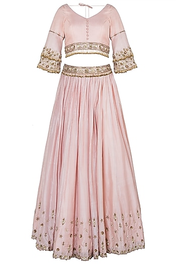 Pink embroidered lehenga set available only at Pernia's Pop Up Shop. 2021