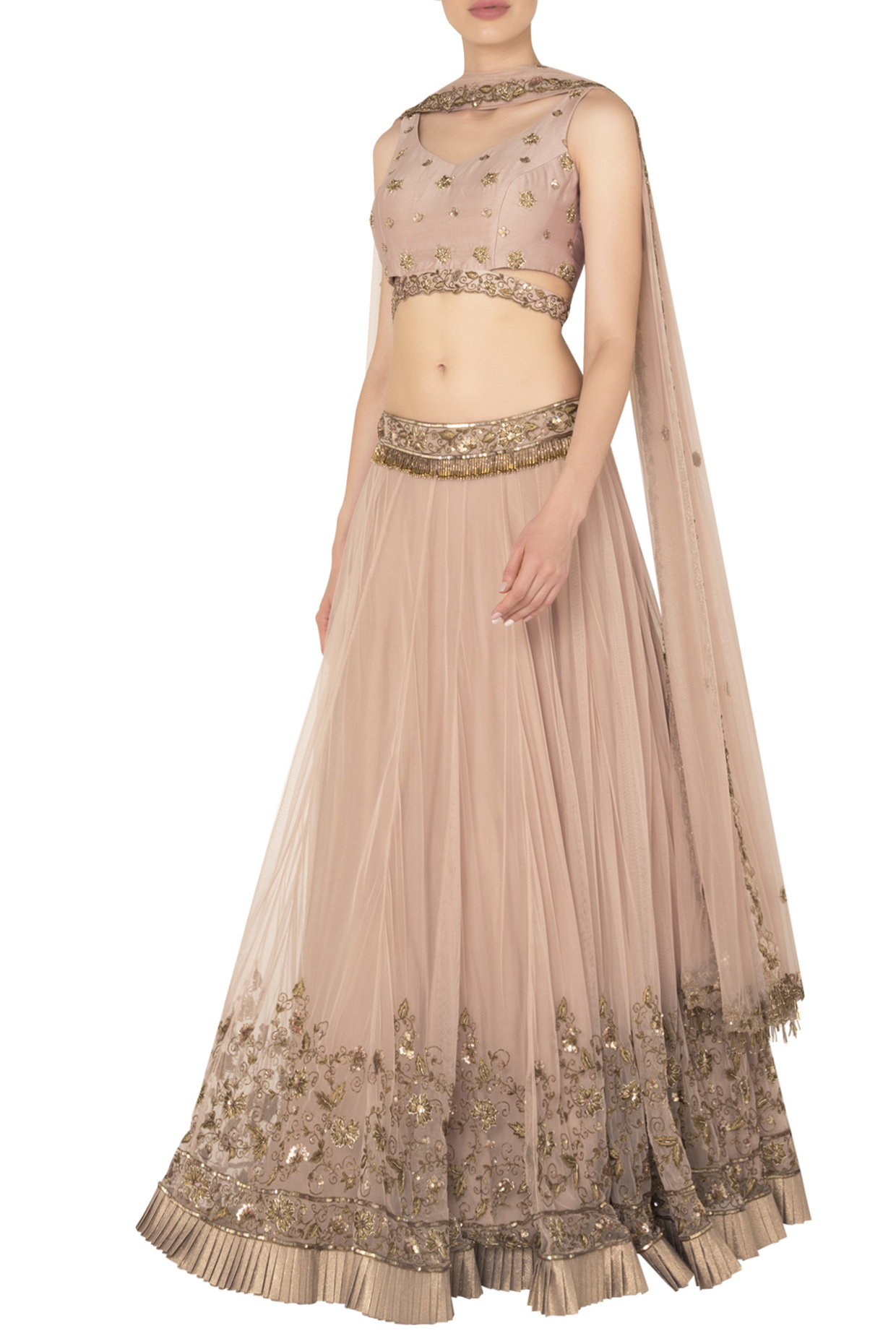 Blush pink net frill lehenga available only at Pernia's Pop Up Shop. 2022
