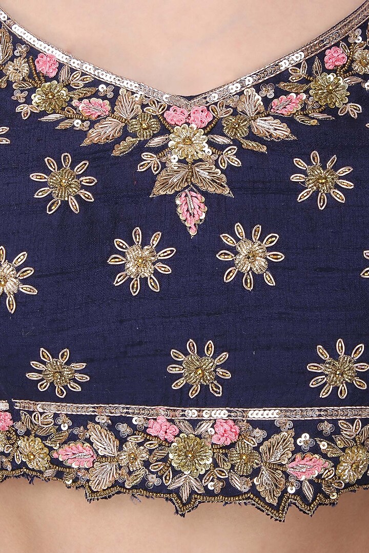 Royal blue embroidered lehenga set available only at Pernia's Pop Up Shop.