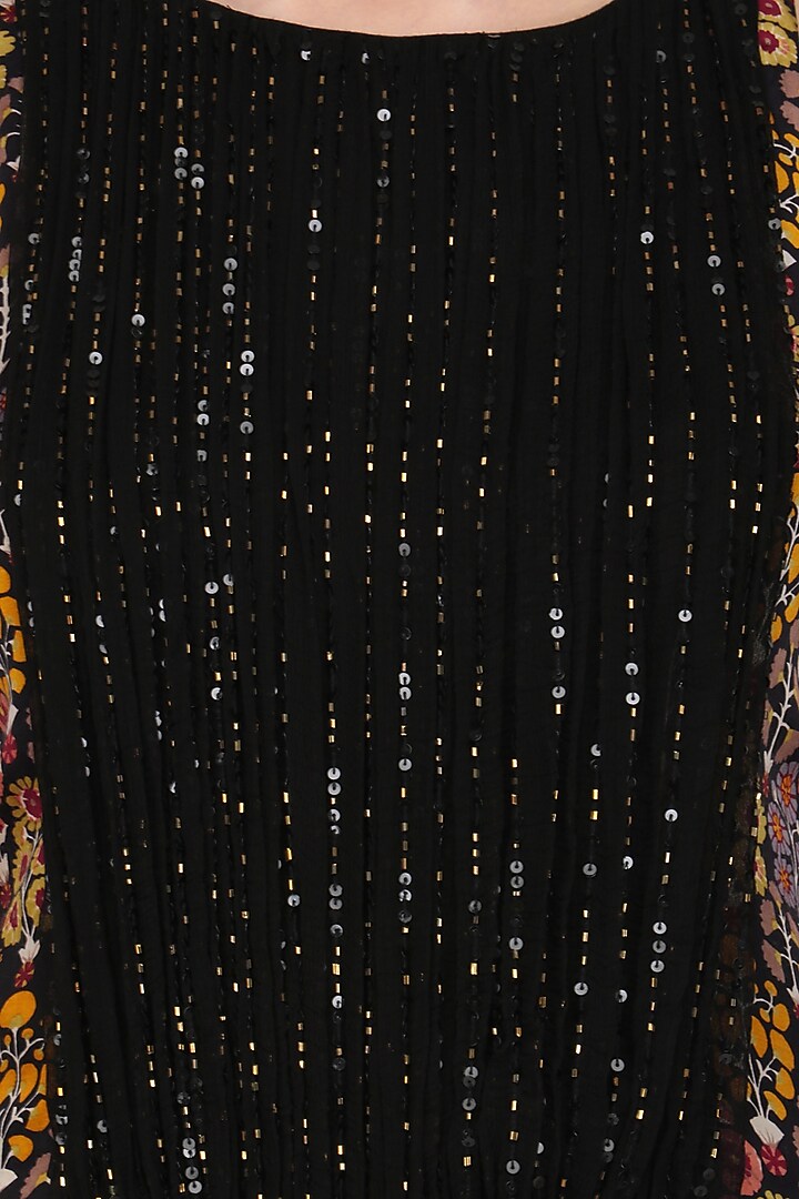 Black and red baghbaan print skirt jumpsuit available only at Pernia's Pop Up Shop.