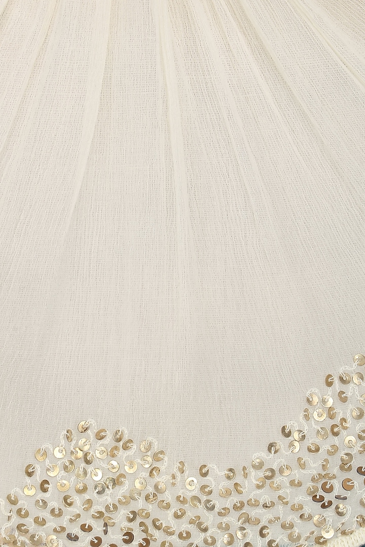 Ivory shikara applique work box pleated maxi dress available only at Pernia's Pop Up Shop.