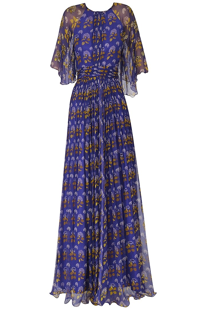 Royal Blue Kimono Maxi Dress by Pallavi Jaipur